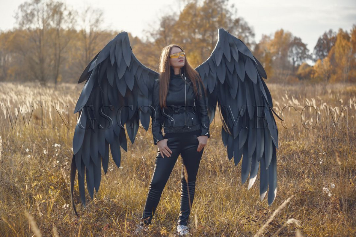 Buy realistic black angel wings costume "Black shadow"